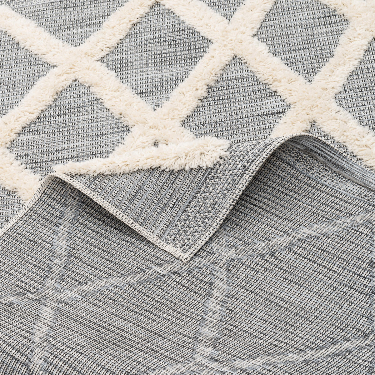 IN & OUTDOOR TEPPICH SHAGGY JUIST RAUTEN - Grau, Textil (120/170cm) - Pergamon