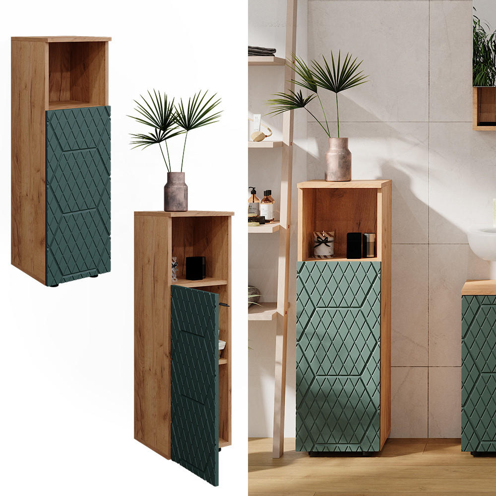 MIDISCHRANK Irma Goldkraft Eiche 30 x 95 cm - Grün, Holzwerkstoff (30/95/30cm) - Vicco