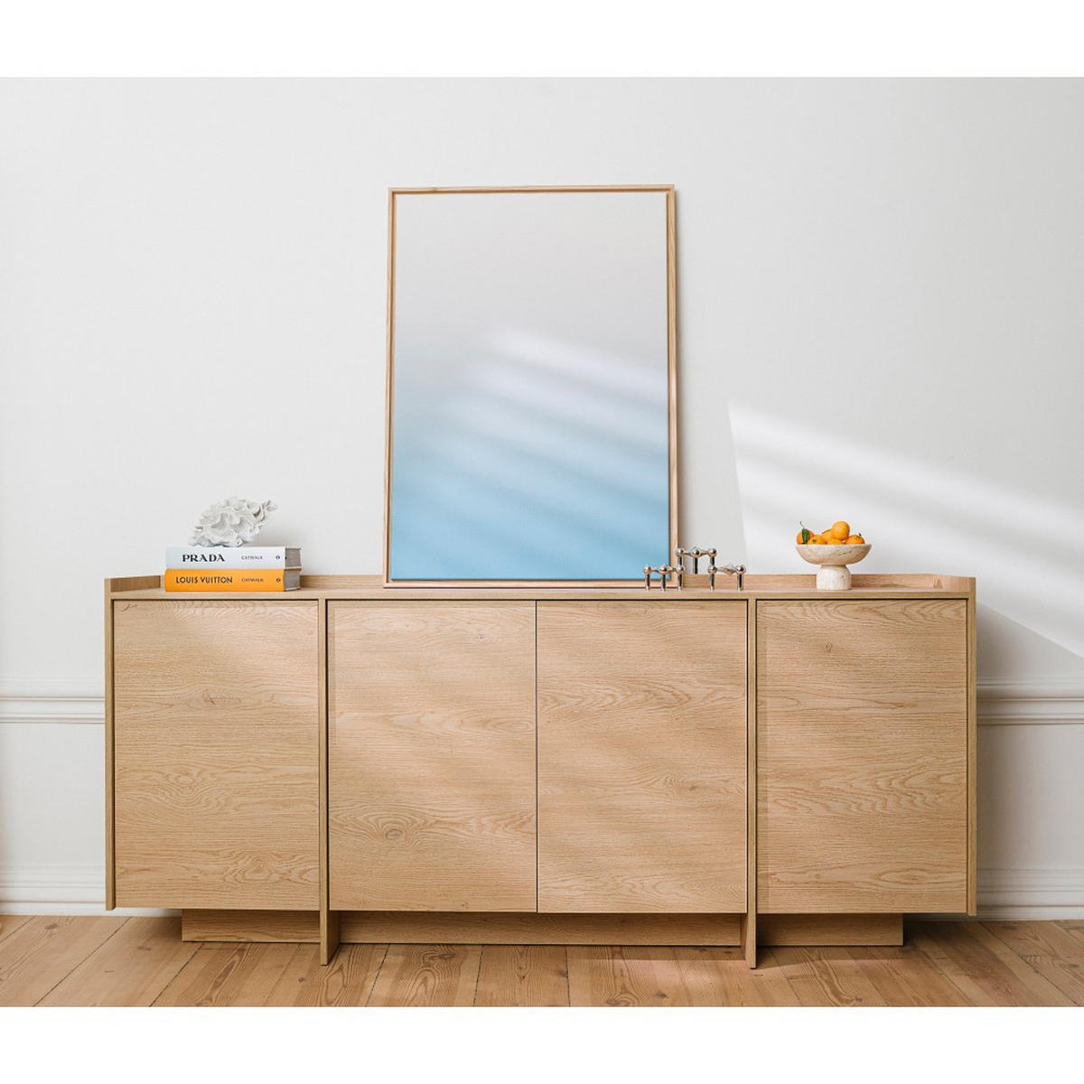 KOMMODE Juni mit 4 Türen, 200 cm, eiche Cremona - Eichefarben, Holzwerkstoff (200/90/38cm) - Beautysofa