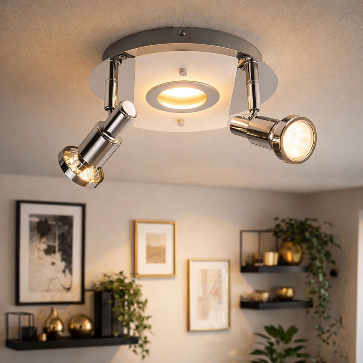 LED DECKENLEUCHTE Splash Chrom Silber - Silberfarben, Metall (20/20/11.5cm) - Briloner