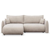 ECKSOFA Cushi Hellbeige-Chenille - Ecru/Schwarz, Kunststoff/Textil (252/183cm) - Selsey