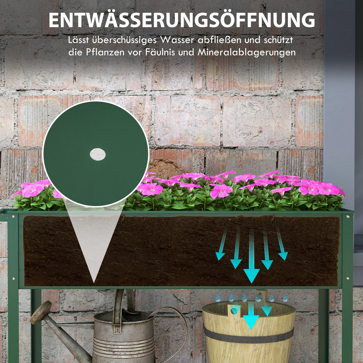 HOCHBEET, Grün, Metall, Kunststoff - Grün, Metall (44/80/109cm) - Outsunny