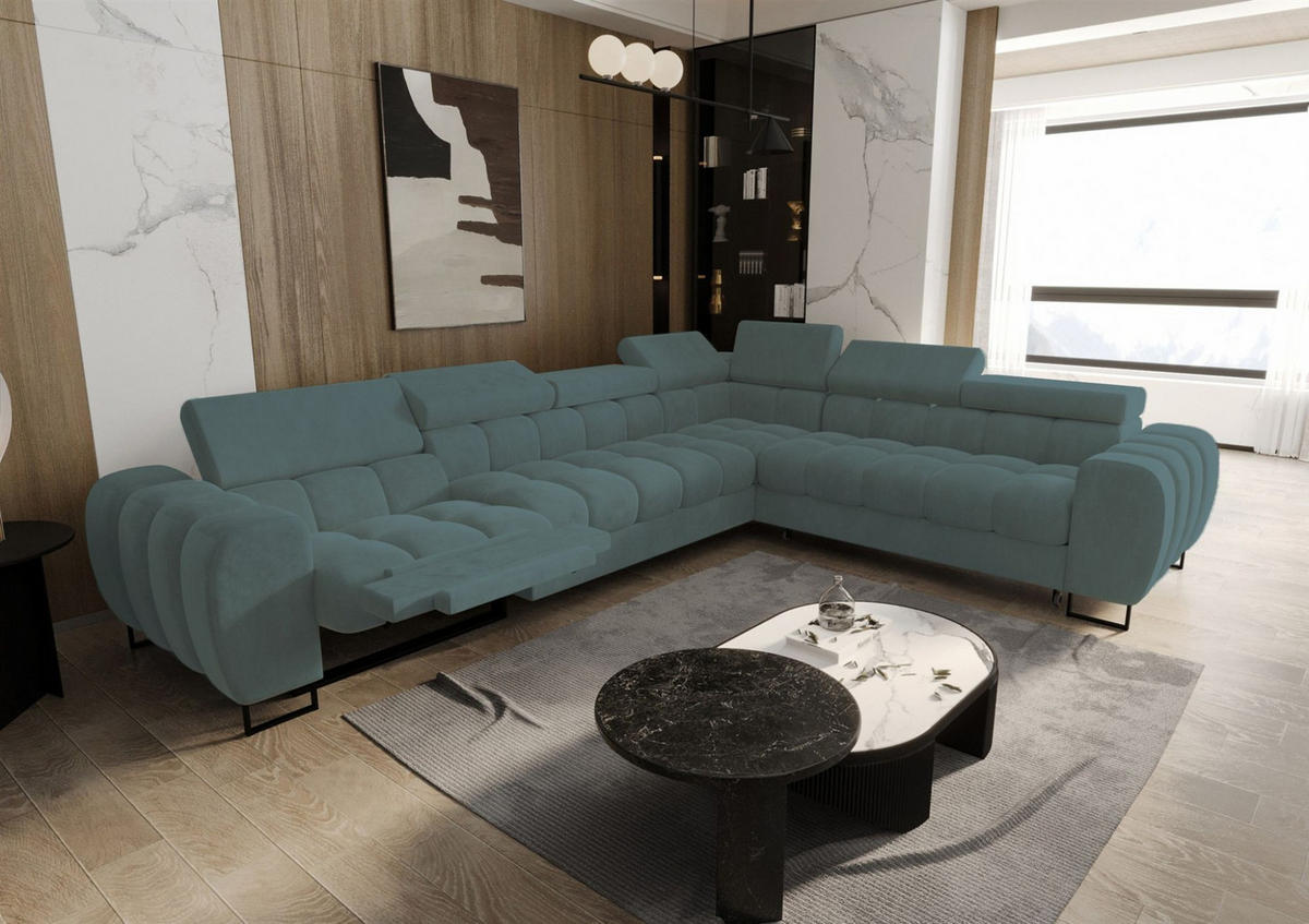 ECKSOFA Bastien Relax - Grün, Holzwerkstoff/Textil (330/260cm) - Fun Möbel