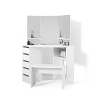 ECKSCHMINKTISCH Enna Weiß 110 cm mit Bank - Weiß, Holzwerkstoff (110/141.5/54cm) - Livinity®