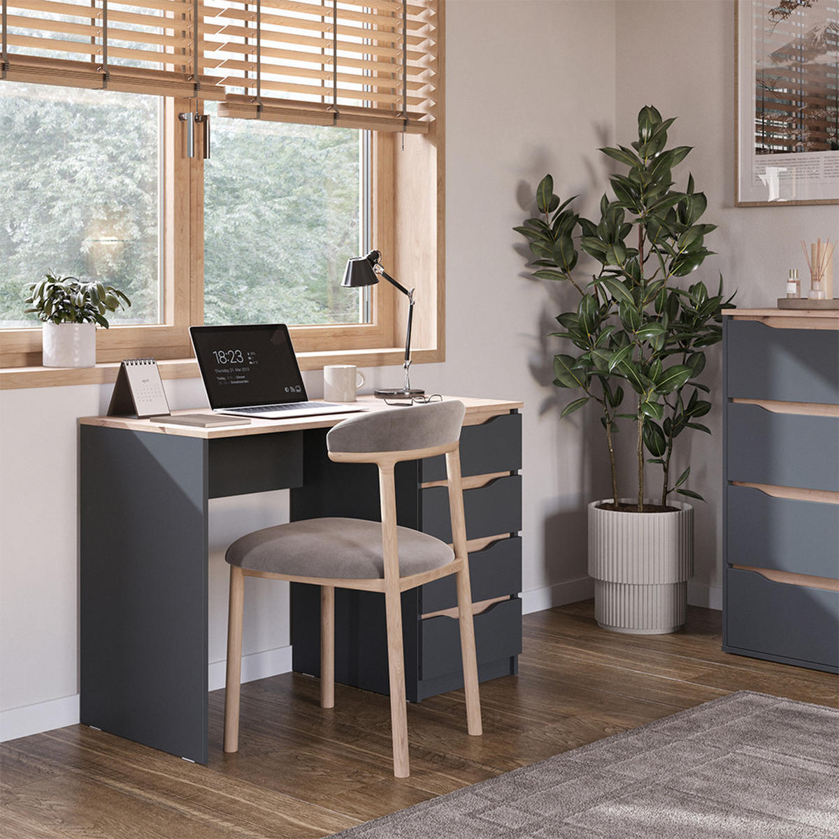 KOMMODE Ruben, Anthrazit/Artisan-Eiche, 80 x 100.7 cm - Anthrazit/Eiche Artisan, Holzwerkstoff (80/480/48cm) - Vicco