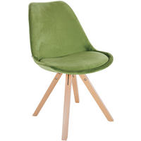 STUHL Samt hellgrün - Naturfarben/Hellgrün, Holz/Textil (48/81/54cm) - CLP
