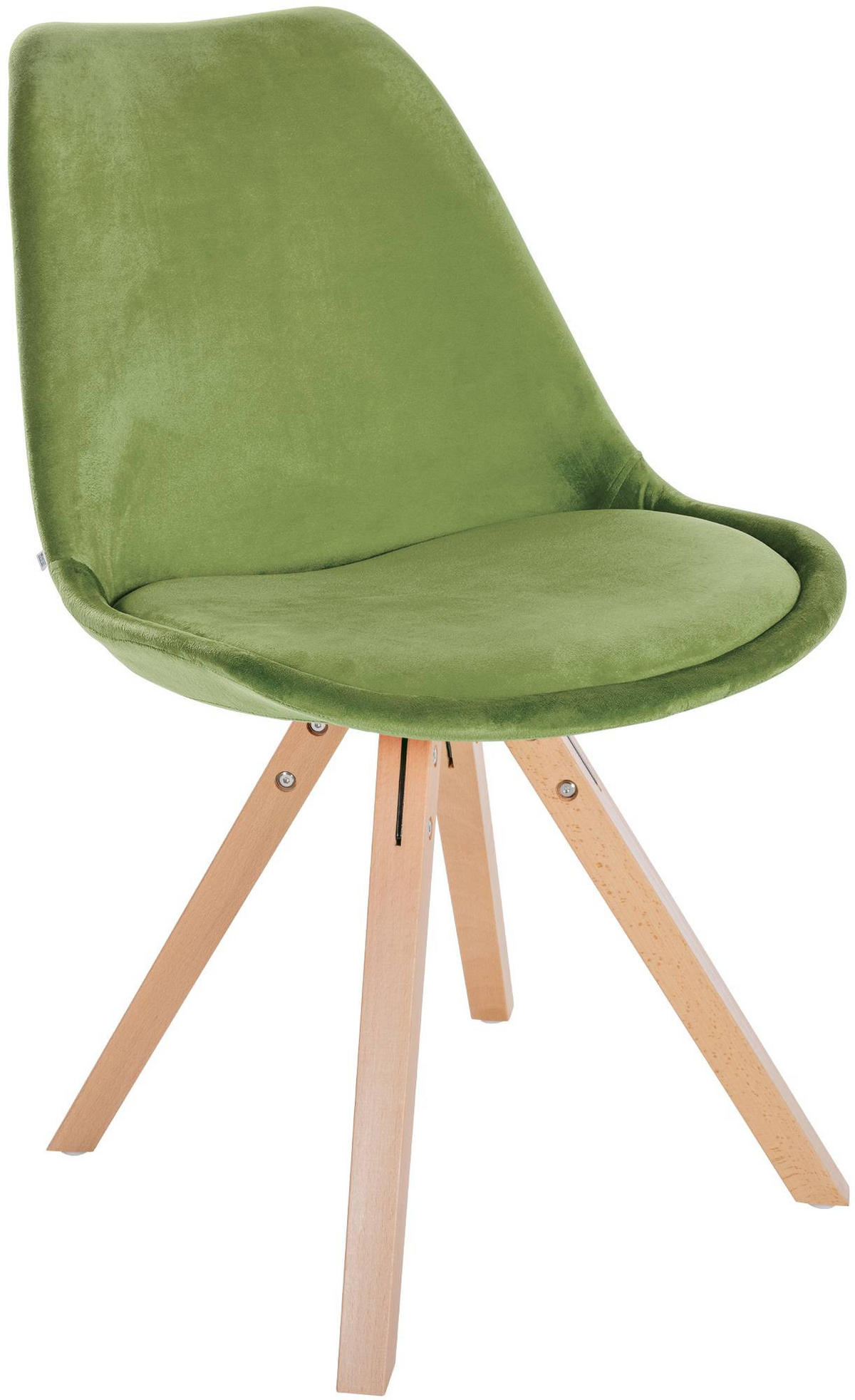 STUHL 4er Set Samt hellgrün - Naturfarben/Hellgrün, Holz/Textil (48/81/54cm) - CLP