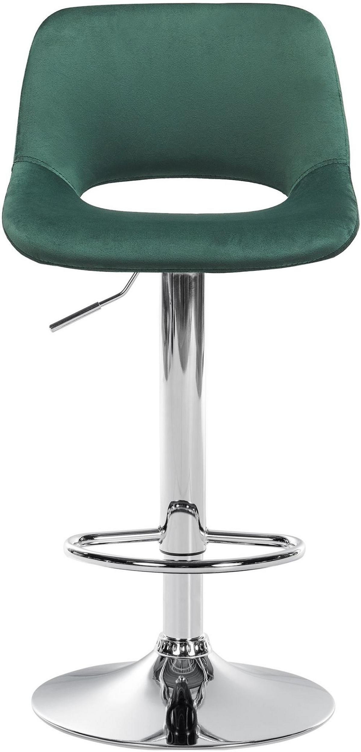 BARHOCKER 2er Set Samt grün - Chromfarben/Grün, Textil/Metall (42/86/46cm) - CLP