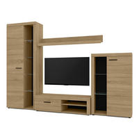 WOHNWAND Spacoro Geölte Eiche 270/190/41 cm Wohnwand Modern ohne LED - Eichefarben, Holzwerkstoff/Kunststoff (270/190/41cm) - AX Living