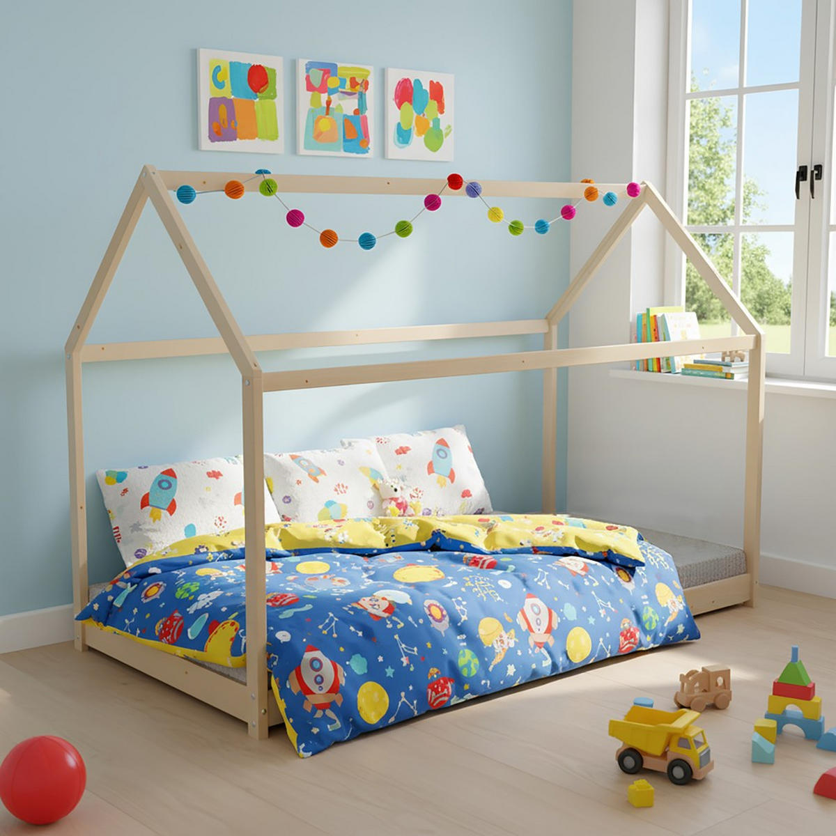 HAUSBETT PANDA mit Lattenrost / Kinderbett 90x200 cm - Naturholz - Naturfarben, Holz (90/200cm) - Weber Industries