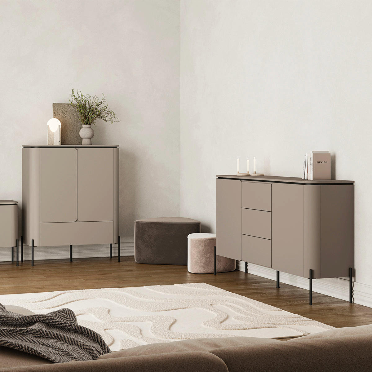 KOMODA Krtek - sivorjava, leseni material (98/123.2/39.5cm) - Petits-meubles