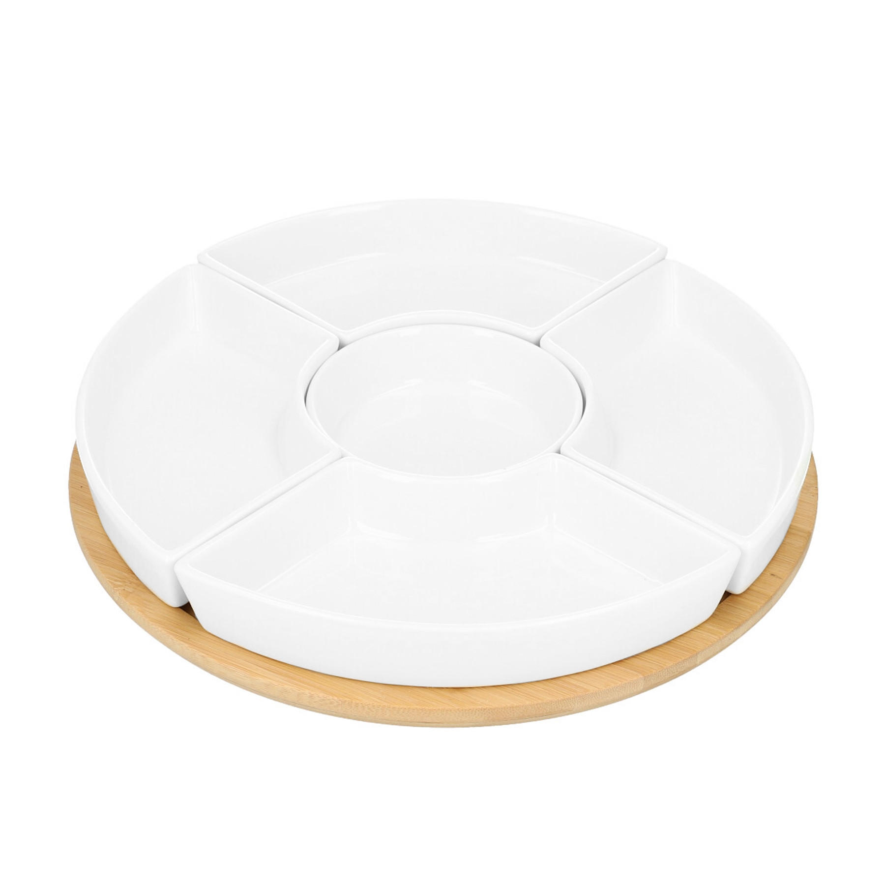SERVIERPLATTE Fincan Weiß 6-teilig - Weiß, Keramik (30/6/30cm) - Homla