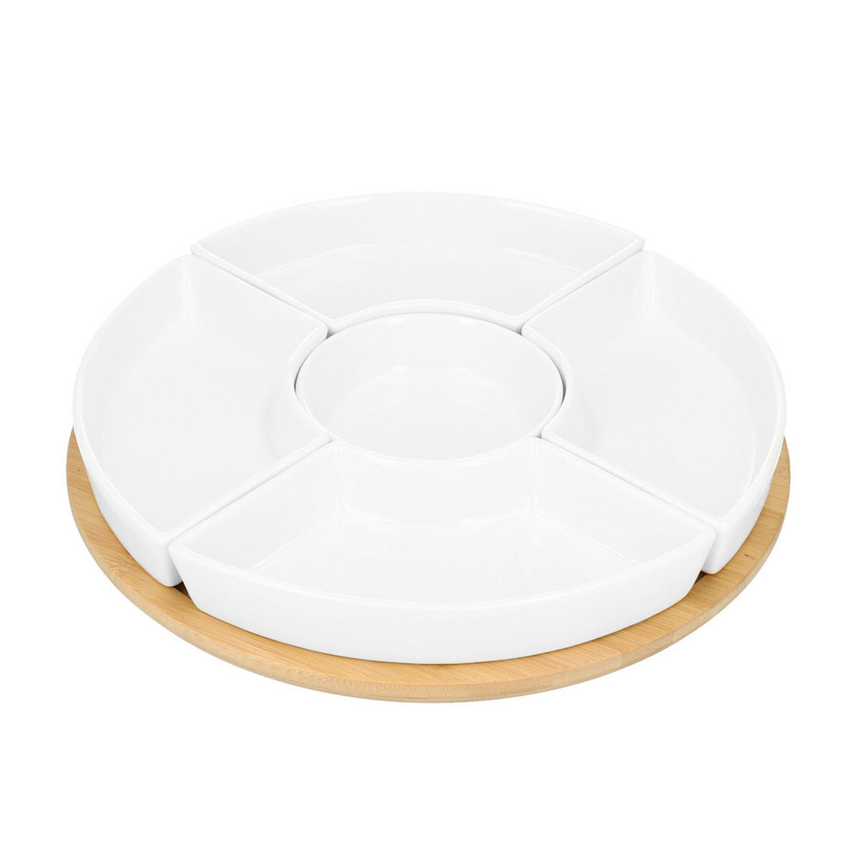SERVIERPLATTE Fincan Weiß 6-teilig - Weiß, Keramik (30/6/30cm) - Homla