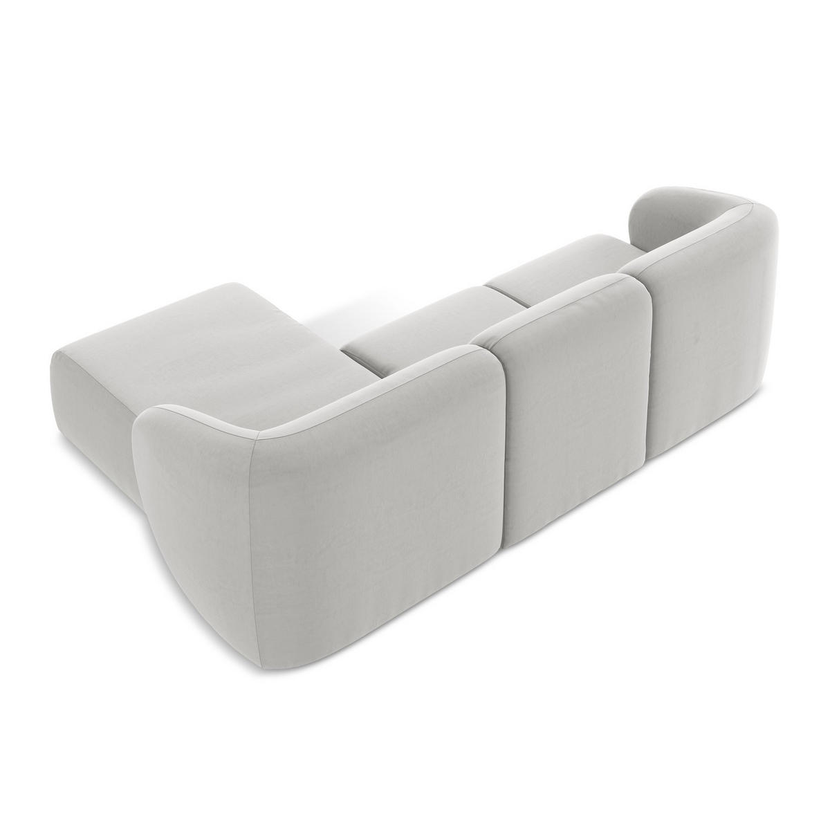 ECKSOFA Rechts Samt Stoff Grau - Silberfarben/Schwarz, Holzwerkstoff/Kunststoff (248/166cm) - LaMiaSofa