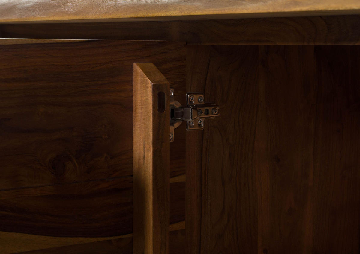 SIDEBOARD Sheesham 146x45x80 natur lackiert / sandgestrahlt PURE SHEESHAM #216 - Braun, Holz (146/80/45cm) - Massivmoebel24