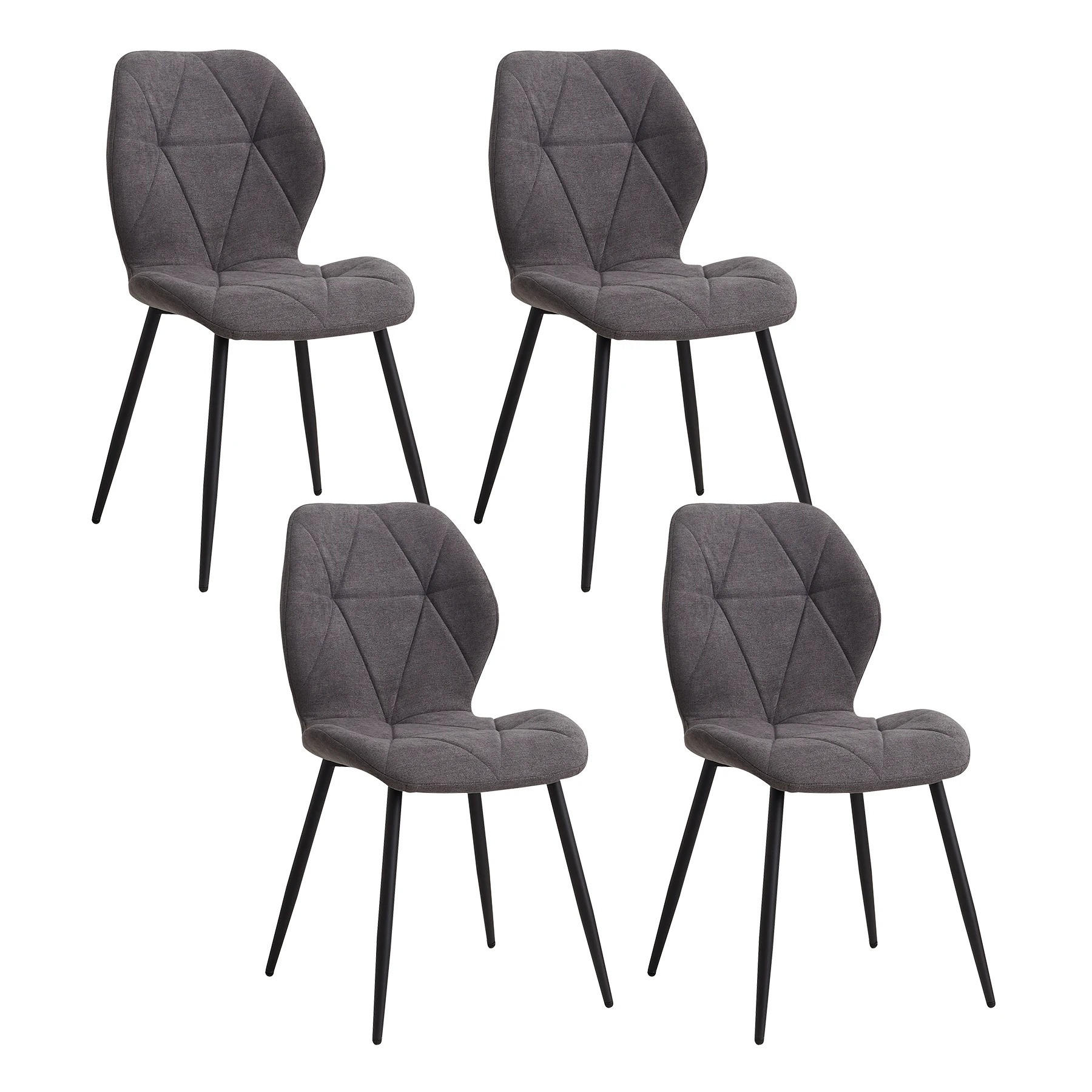 ESSZIMMERSTUHL Leinenstoff Gepolstert Metallbeine Grau 4-teilig - Grau, Textil (48/84/41cm)