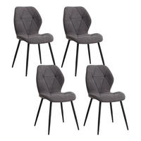 ESSZIMMERSTUHL Leinenstoff Gepolstert Metallbeine Grau 4-teilig - Grau, Textil (48/84/41cm)