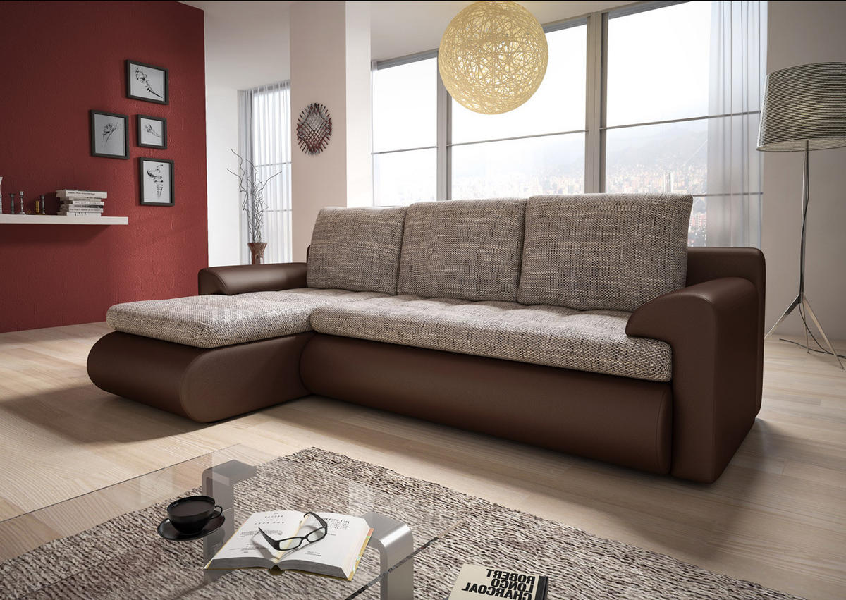 ECKSOFA Santi, Seite: Links - Braun, Holz/Textil (226/152cm) - Sofnet