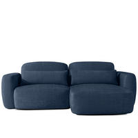 ECKSOFA rechts ELOSA - Dunkelblau, Holz/Textil (245/165cm) - KONSIMO®