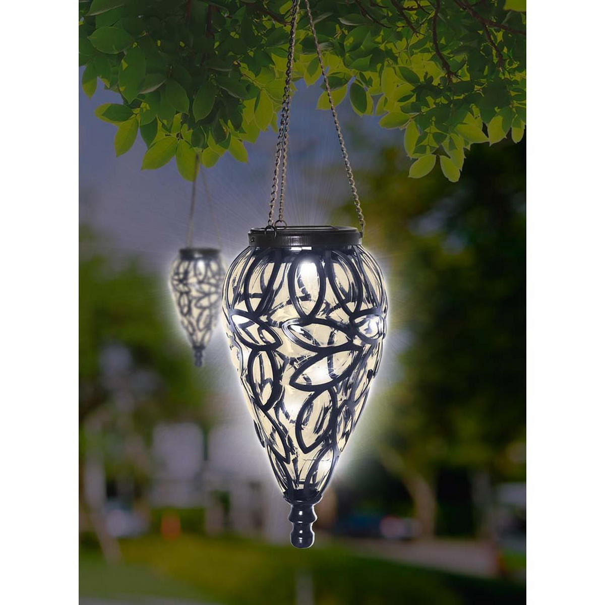 LED HÄNGELEUCHTE Solar Schwarz - Schwarz, Metall (13.5/13.5/50cm) - Globo Lighting