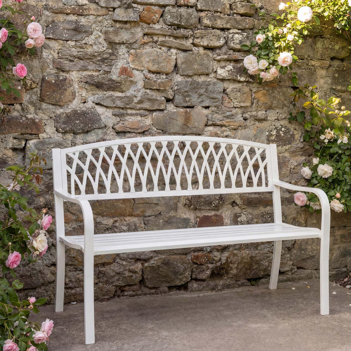 GARTENBANK Weiß - Weiß, Metall (127/87/58cm) - MCW