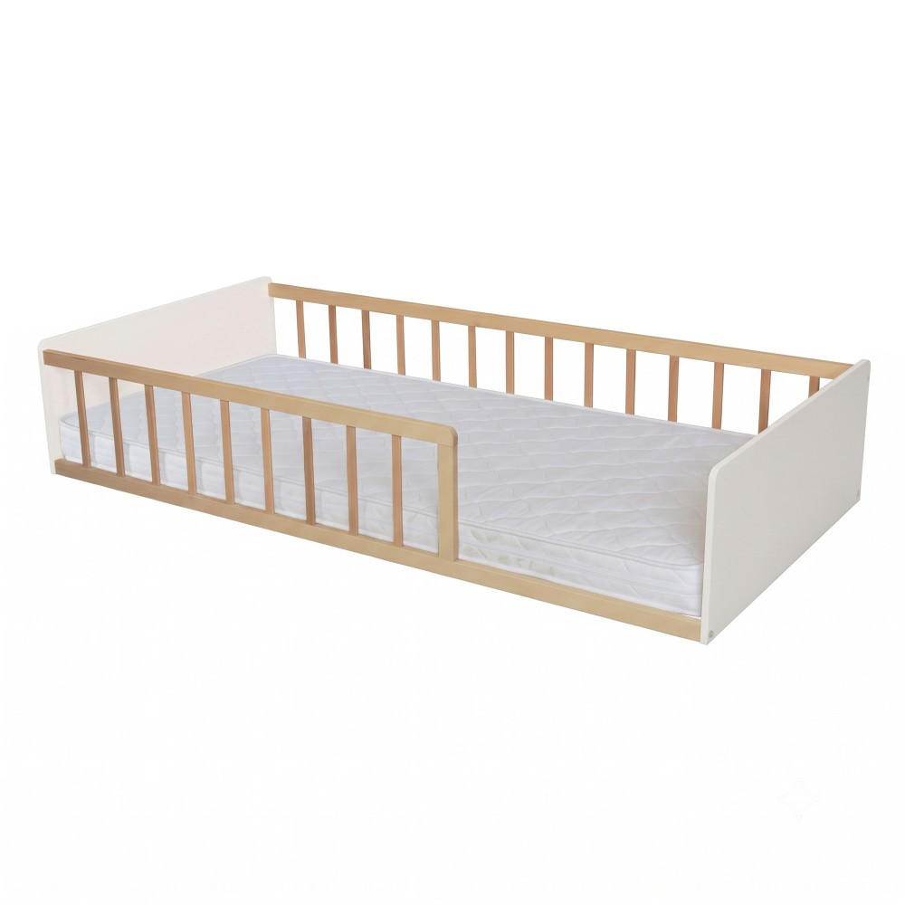 BETT PILOU mit Matratze/ Kinderbett 90x190 cm - Weiß und Hellholz - Weiß, Holz (90/190cm) - Weber Industries