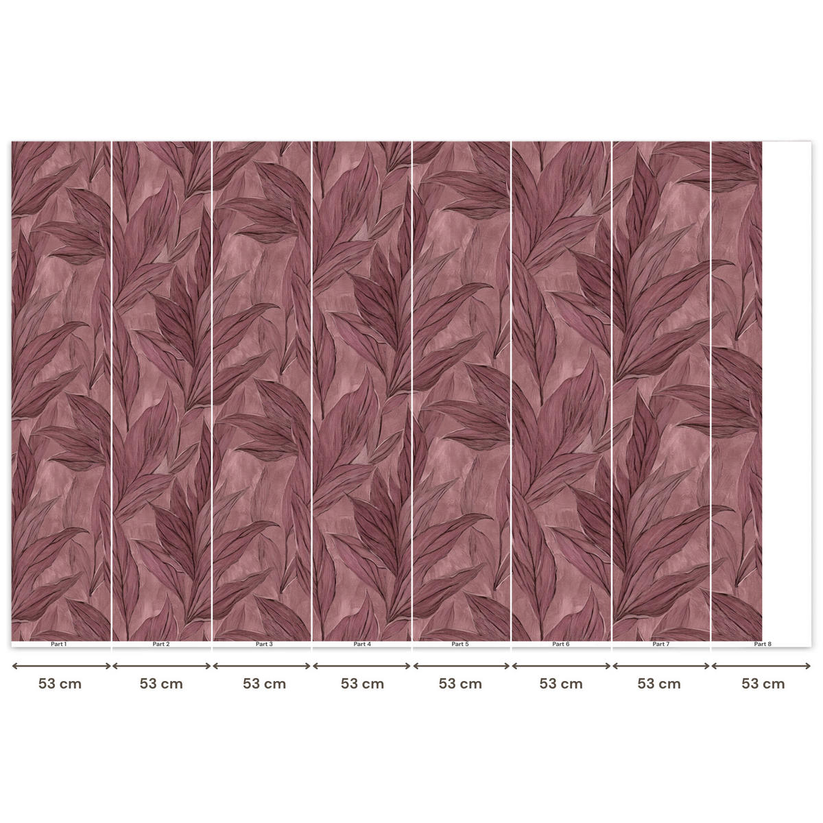 TAPETE - Blätter - Muster - Lila - 400x280 cm - Altrosa, Papier (400/280cm) - OnlyWow