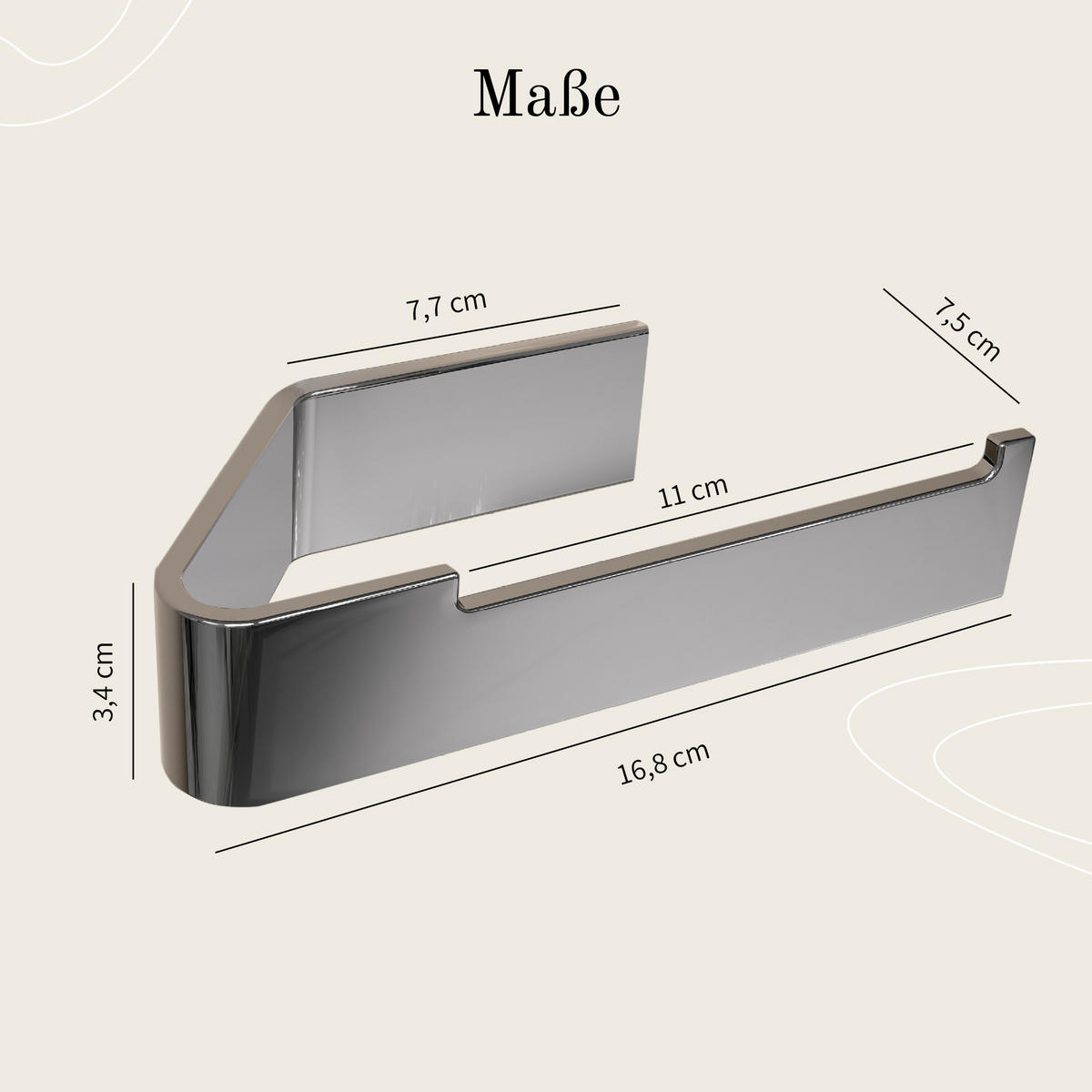 TOILETTENPAPIERHALTER OHNE BOHREN ohne Ablage Chrom - Chromfarben, Metall (17/4/8cm) - Designfabrik Hamburg
