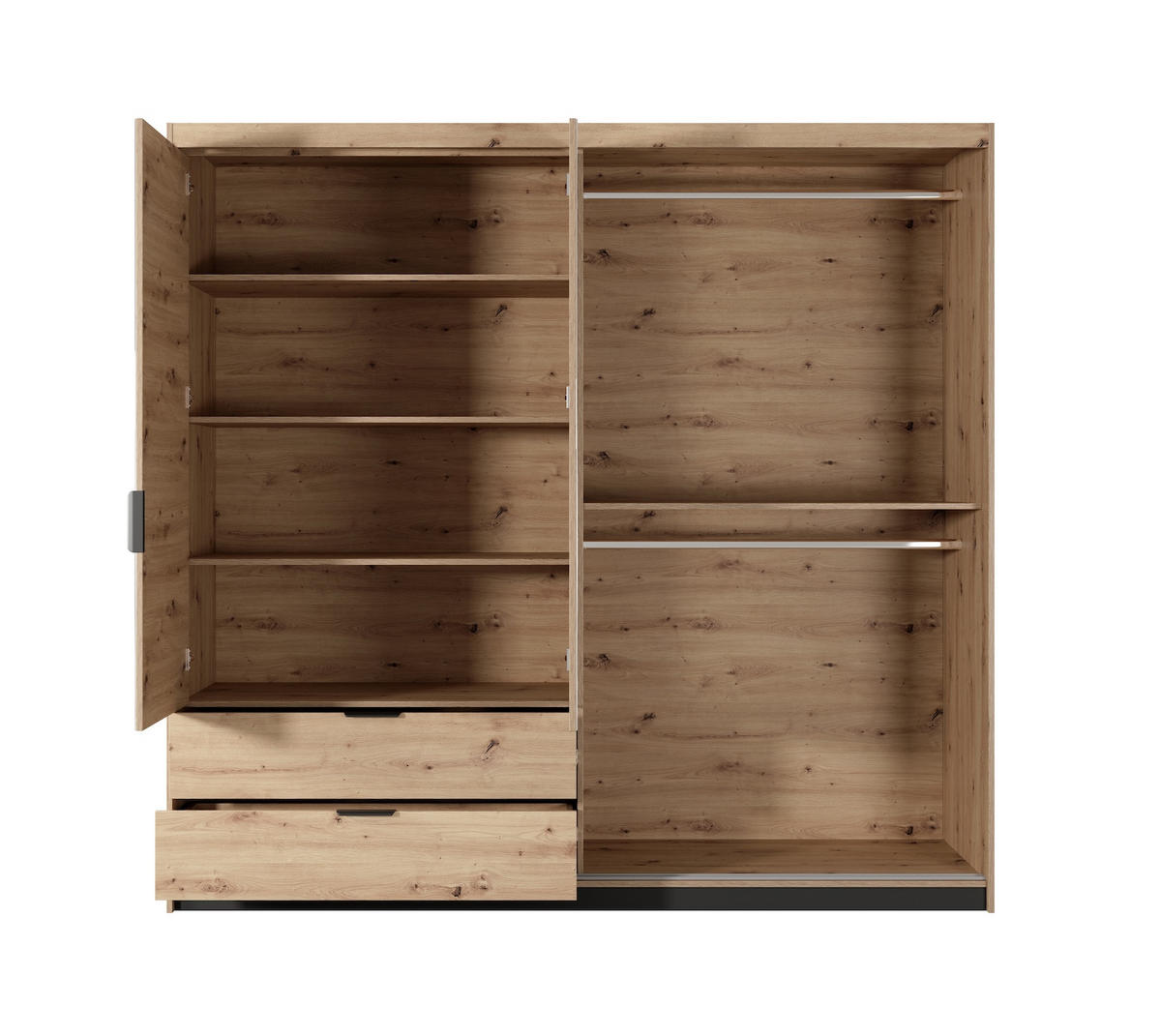 KLEIDERSCHRANK Tally Artisan Eiche / anthrazit 220cm / 60 cm / 210 cm - Eiche Artisan/Braun, Holz/Holzwerkstoff (220/210/60cm) - Feldmann-Wohnen