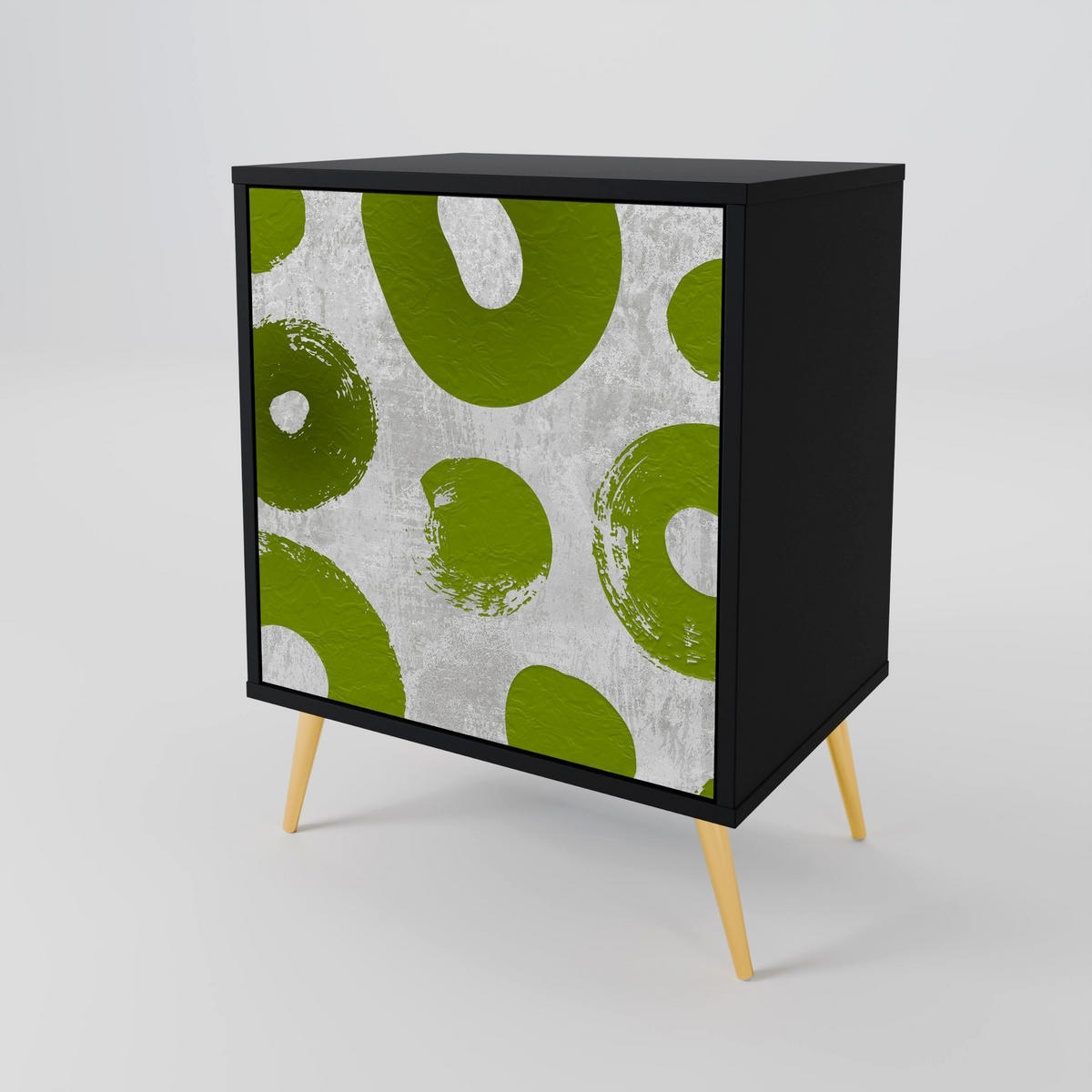 SIDEBOARD GREEN RHAPSODY, Schwarz, 57,5x42x70,5 cm, Schwarze Metall-Sternfüße - Multicolor/Schwarz, Holzwerkstoff/Metall (57.5/70.5/42cm) - SpaceRebels