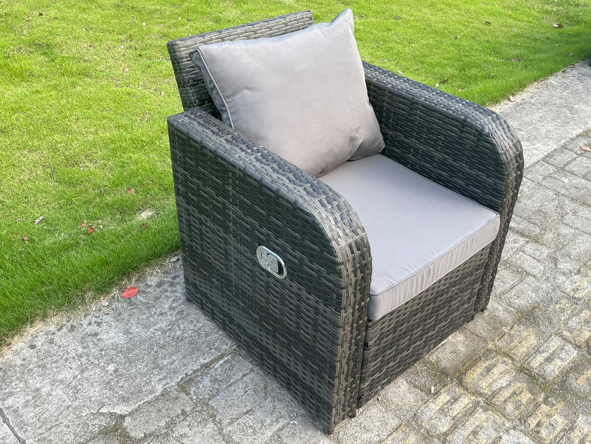 GARTENSOFA SET Polyrattan Dunkelgrau 8-Sitzer - Dunkelgrau/Grau, Metall - Fimous