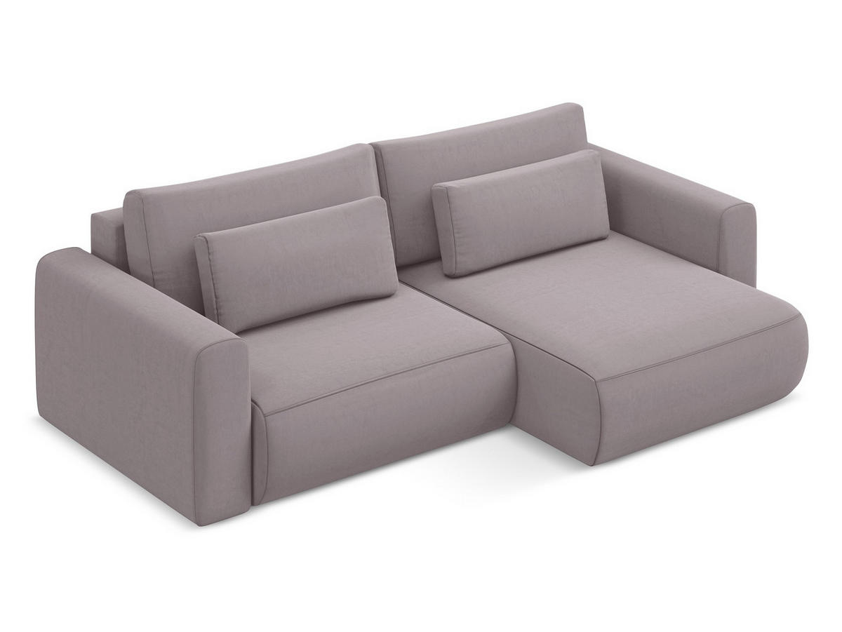 ECKSOFA mit Schlaffunktion Samt Stoff Violett - Lila/Flieder, Kunststoff/Textil (240/149cm) - Makamii