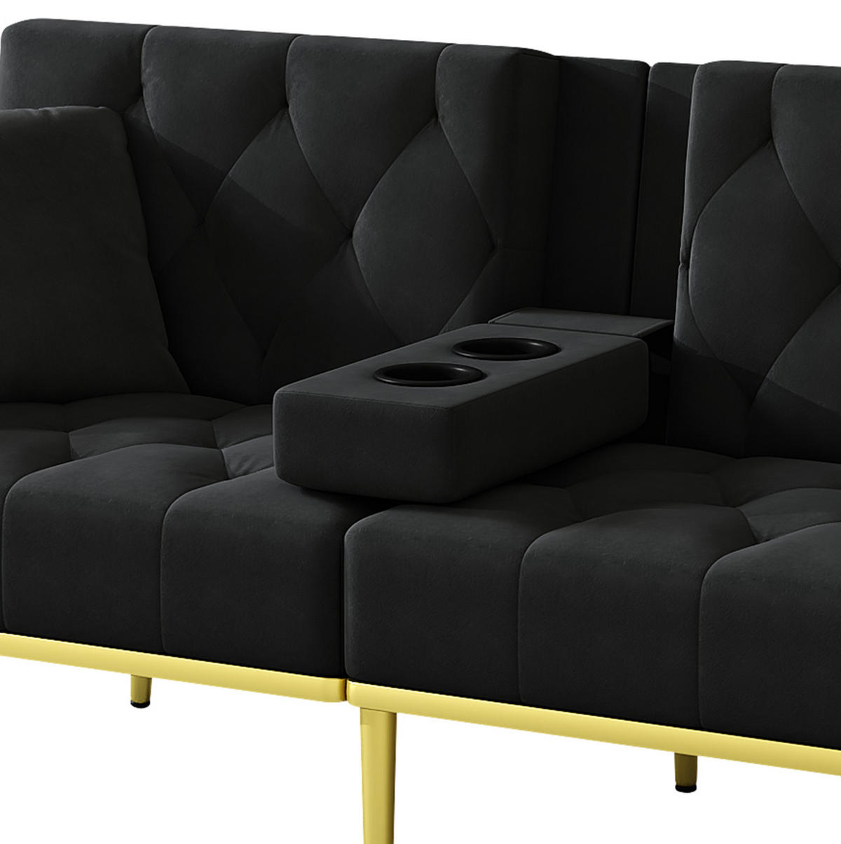 SCHLAFSOFA mit Liegefunktion 175 x 80 cm Samt Schwarz - Schwarz, Kunststoff (175/73.5/80cm) - Meubliv