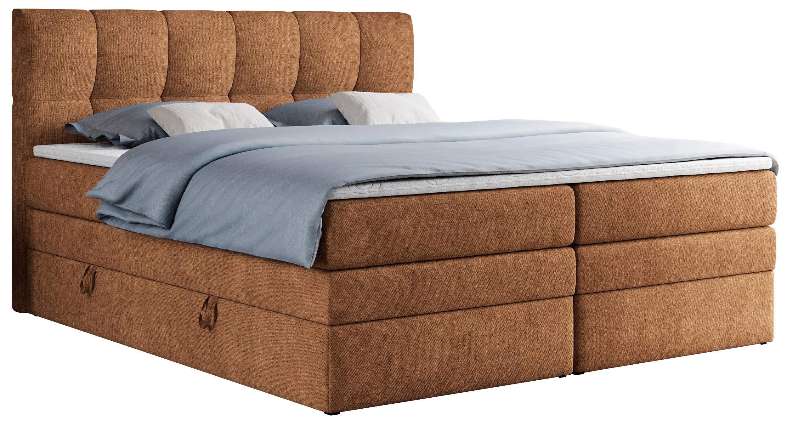 BOXSPRINGBETT ALVIN KING 160/200 Orange Struktur - H3 - Orange, Holz/Textil (160/200cm) - MKS