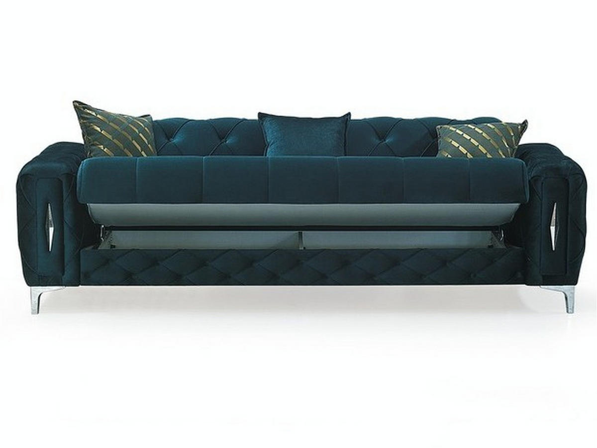 3-SITZER SOFA Patna Grün - Grün, Holzwerkstoff/Kunststoff (240/85/100cm)