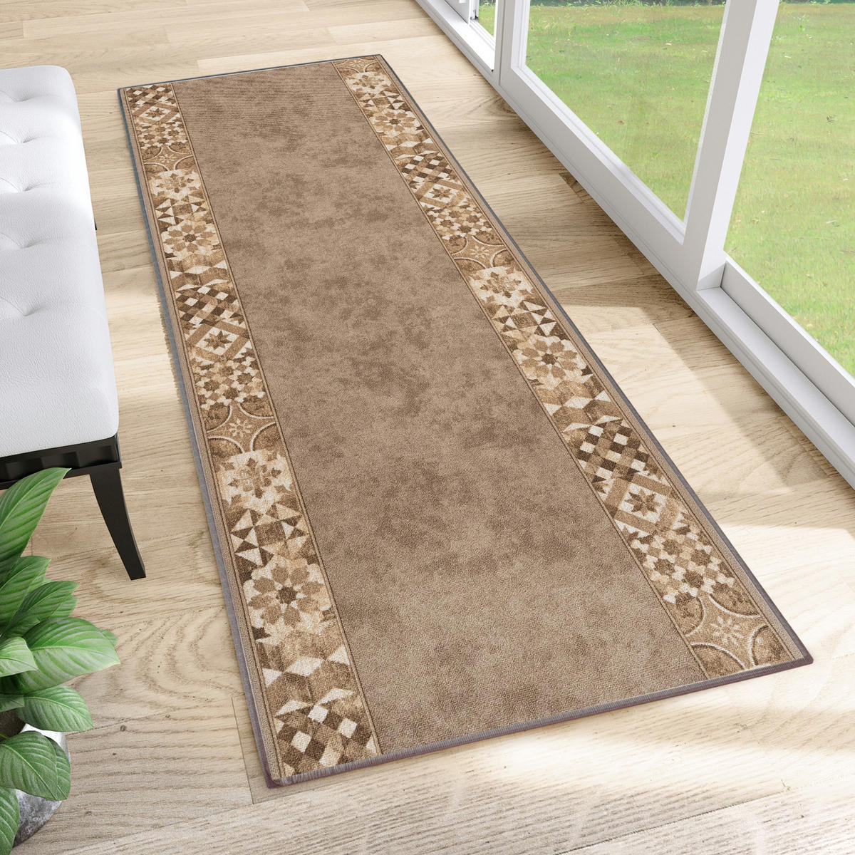 TEPPICHLÄUFER Anti-Rutsch Beige rutschfest Gummiunterlage 100/600 cm - Beige, Textil (100/600cm) - Tapiso