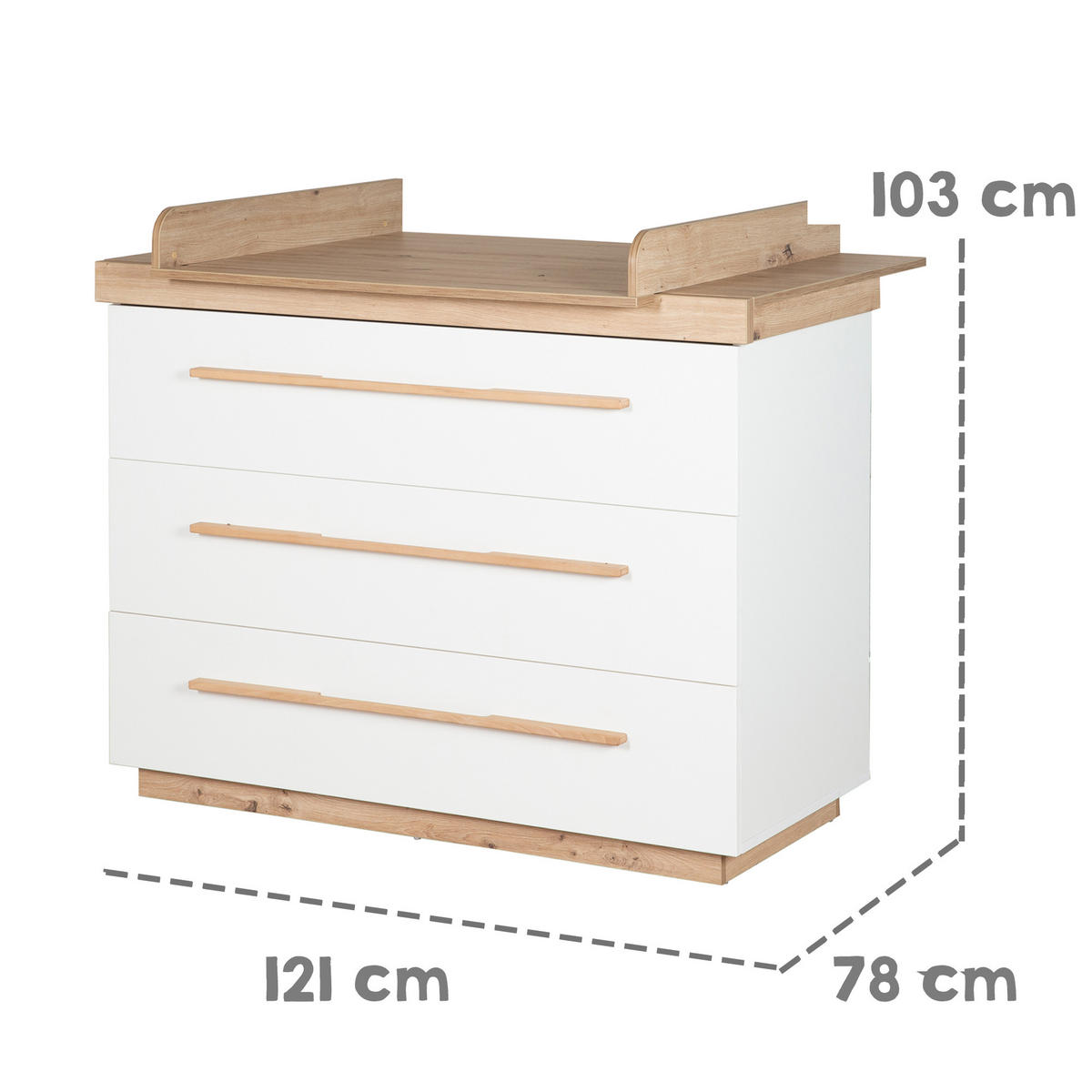 WICKELKOMMODE Lumo - Weiß, Holz (121/103/78cm) - Roba
