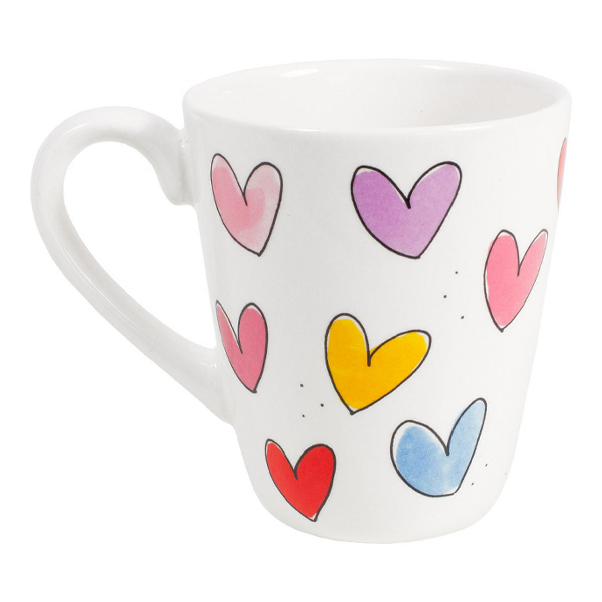 BECHER Herzen in Bunt - 350 ml - Multicolor, Keramik (0.35L) - Blond Amsterdam