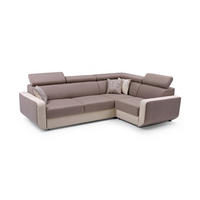 ECKSOFA MIRA Braun Geflochtener Stoff mit Schlaffunktion - Braun, Holz (263/184cm) - MASSENO