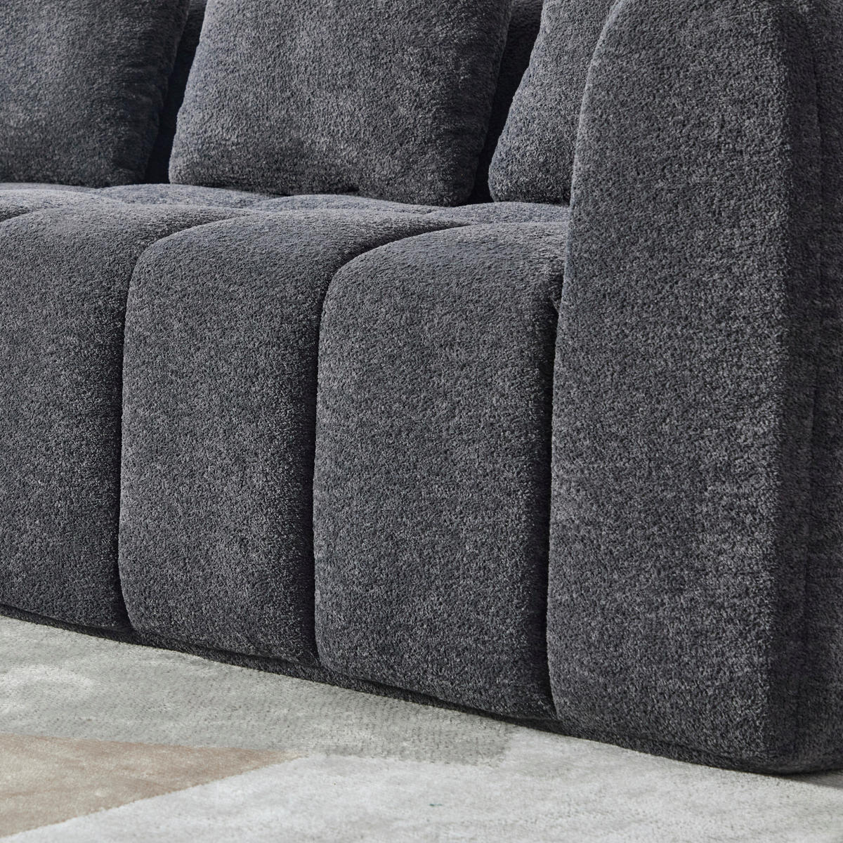 3-SITZER SOFA Samt Dunkelgrau - Dunkelgrau, Textil (160/70/94.5cm) - WISHDOR