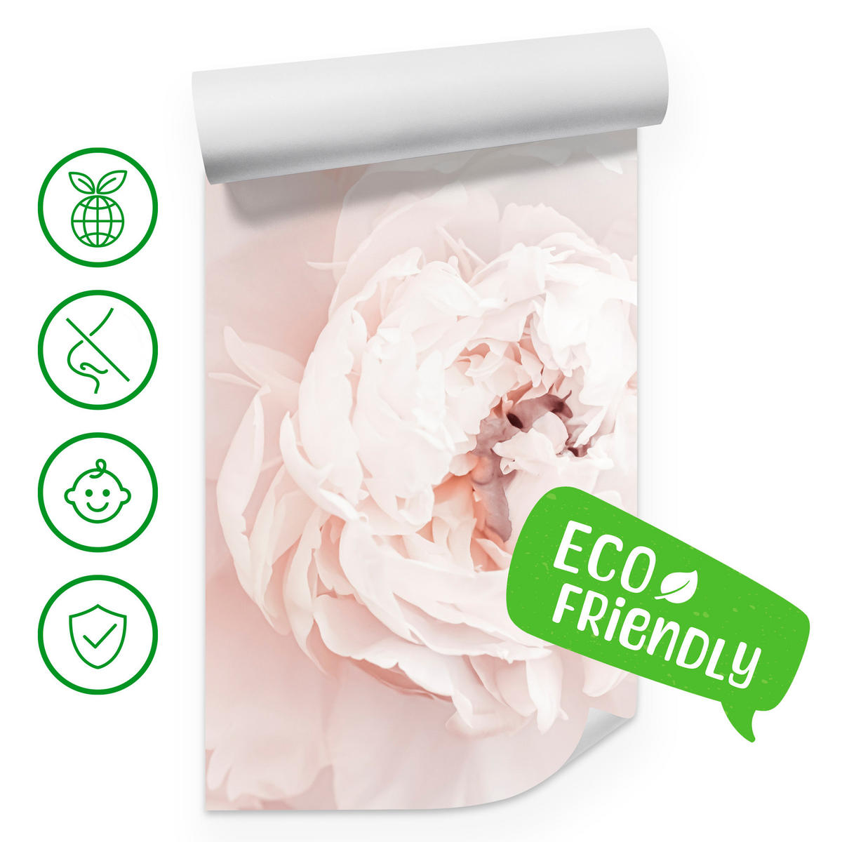 FOTOTAPETE für Schlafzimmer Pfingstrosen Blumen 3D 250x175 - Beige/Rosa, Papier (250/175cm) - Muralo