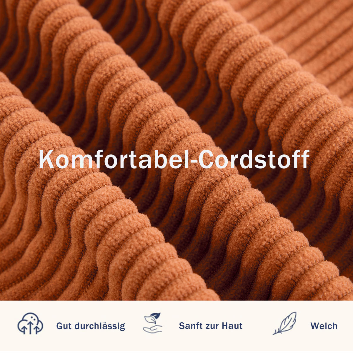 2-SITZER SCHLAFSOFA Cord Orange mit 2 Lendenkissen und 2 Magazintaschen - Orange, Holzwerkstoff/Textil (165/67/212cm) - WISHDOR