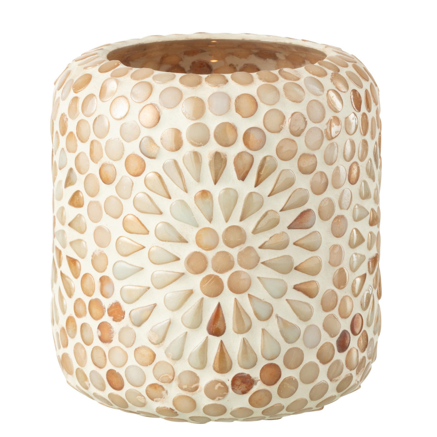 KERZENSTÄNDER MOSAIK BW Beige - Weiß, Glas (10/11cm) - J-Line