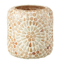 KERZENSTÄNDER MOSAIK BW Beige - Weiß, Glas (10/11cm) - J-Line