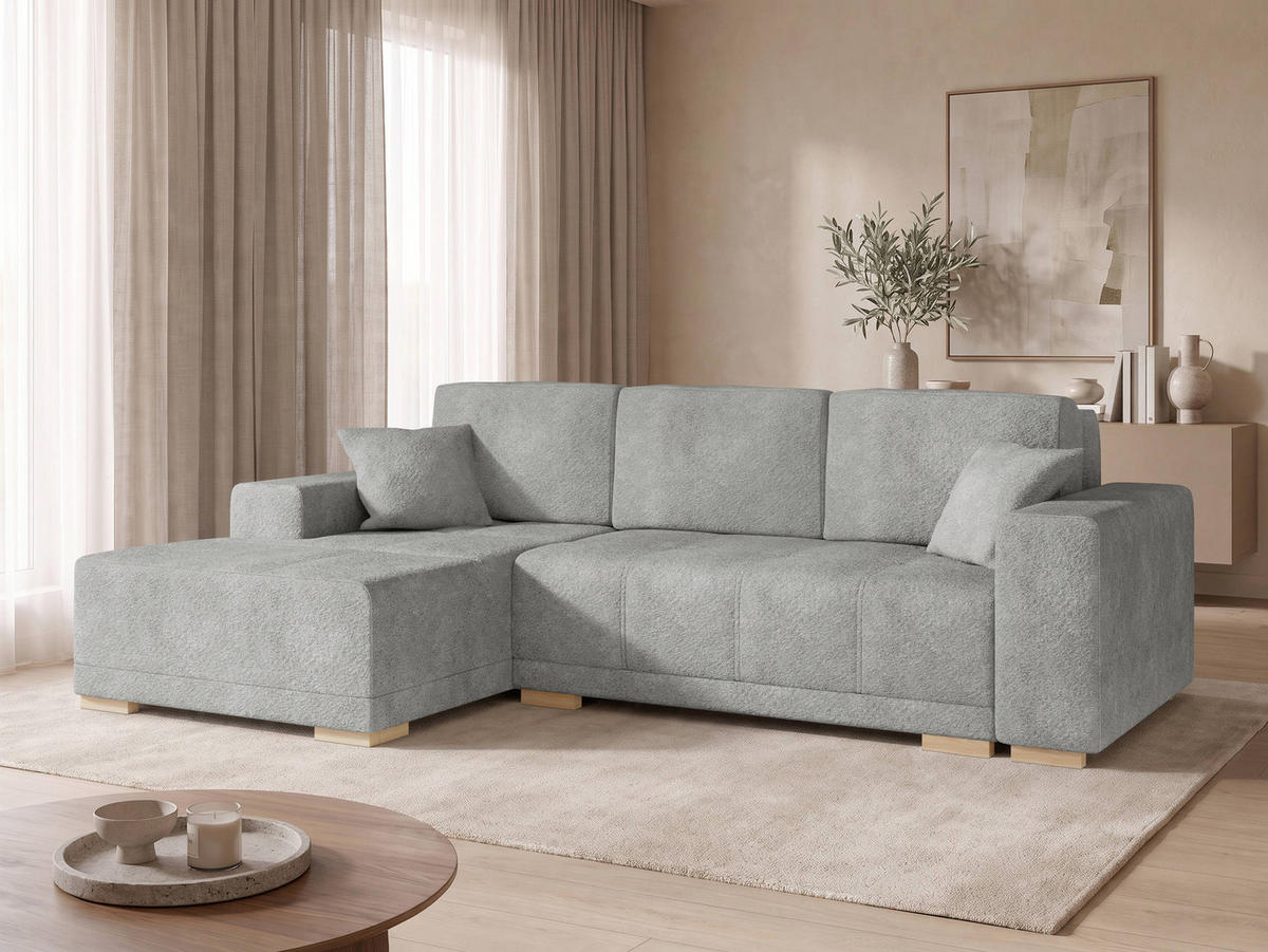 ECKSCHLAFSOFA Bello, Seite: Links - Naturfarben/Grau, Holz/Textil (240/140cm) - MIRJAN24