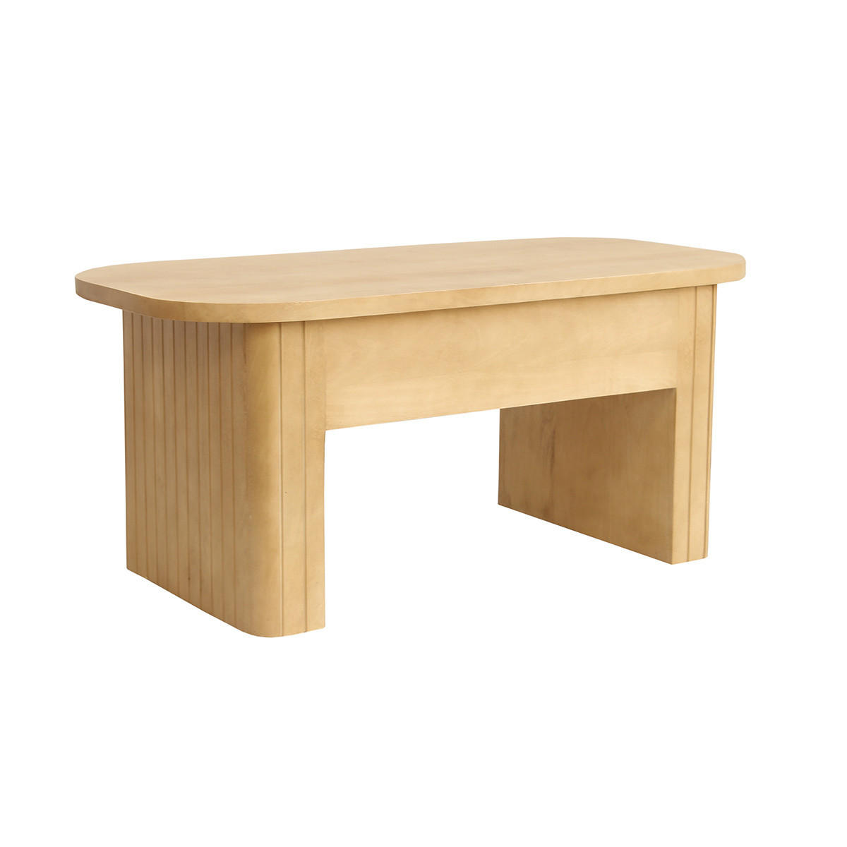 COUCHTISCH Rechteckig Mangoholz Hubfunktion L100 LATIGO - Eiche Bianco, Holz (100/50/45cm) - Miliboo