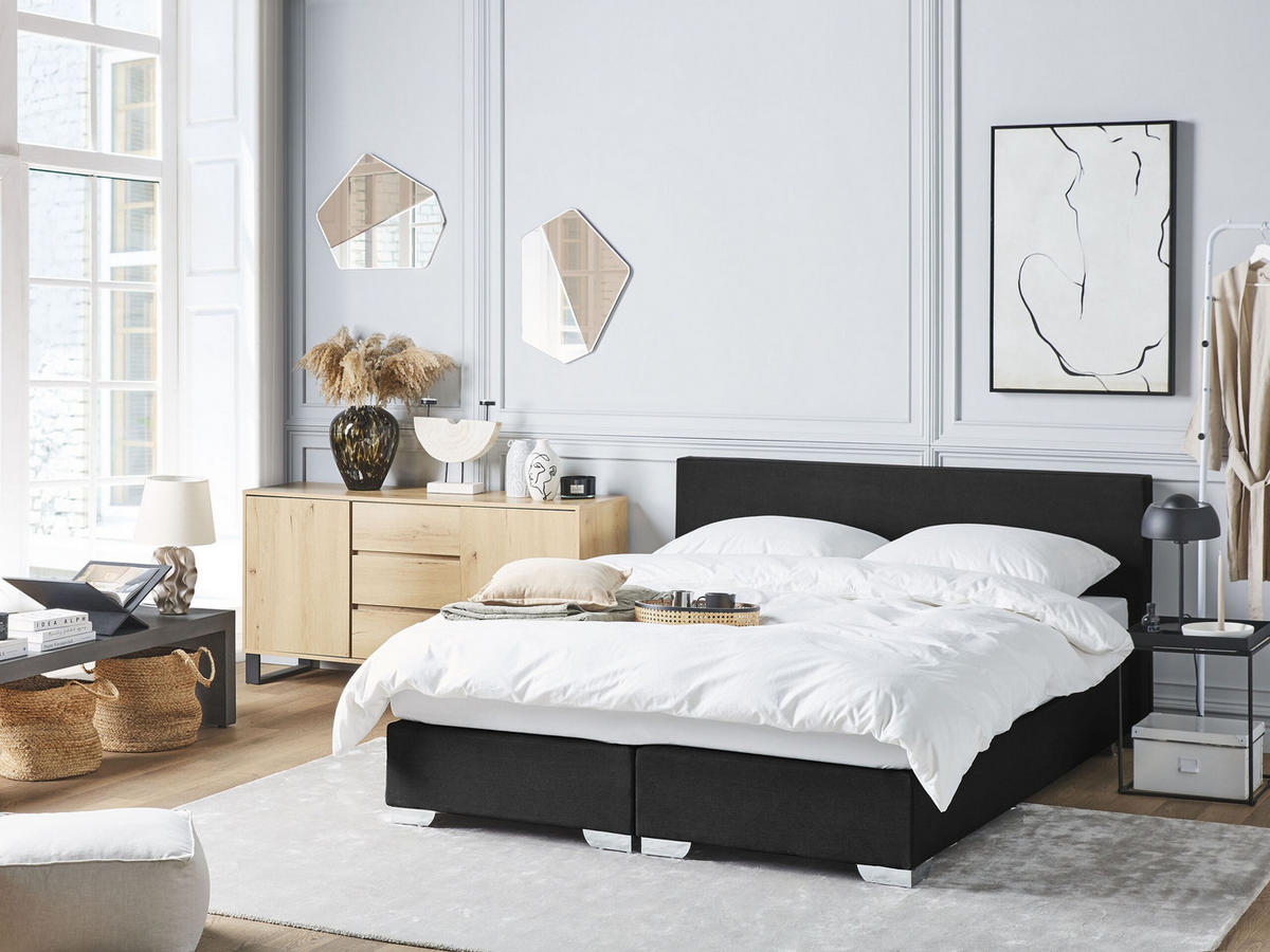 BOXSPRINGBETT 160/200cm Schwarz President - Schwarz, Textil (160/200cm) - Beliani