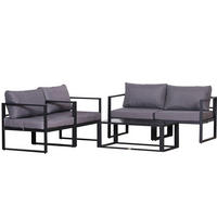 GARTENSET aus Aluminium 138x69x63 cm Grau mit verstellbarer Kombination und Tisch mit ESG-Glasplatte - Grau, Metall - Modfu