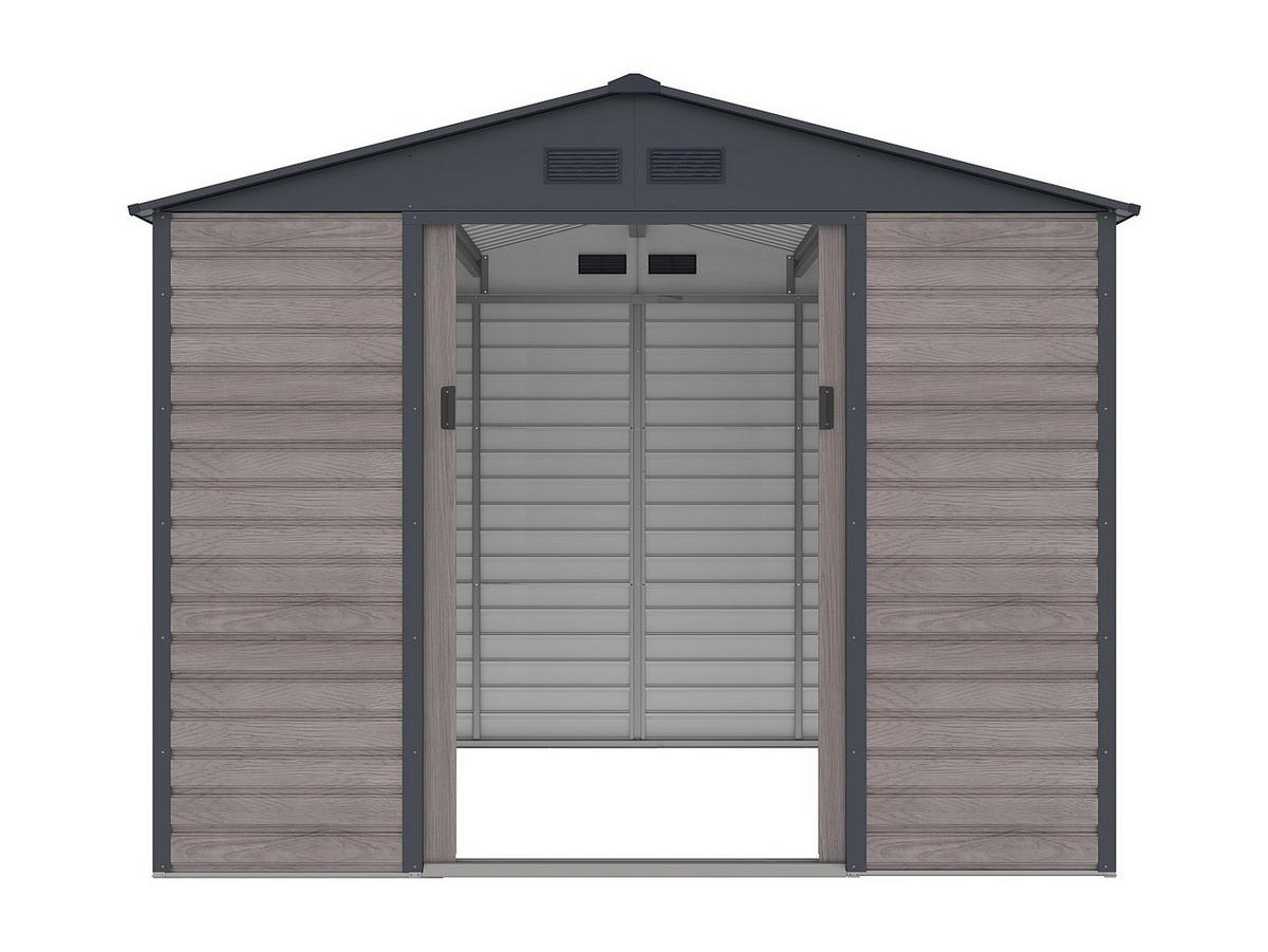 SCHREBERGARTENHAUS - 267 cm x 245 cm - metall - anthrazitgrau, naturfarben dunkel Adelmo - Grau, Metall (267/221/245cm) - Vente-Unique