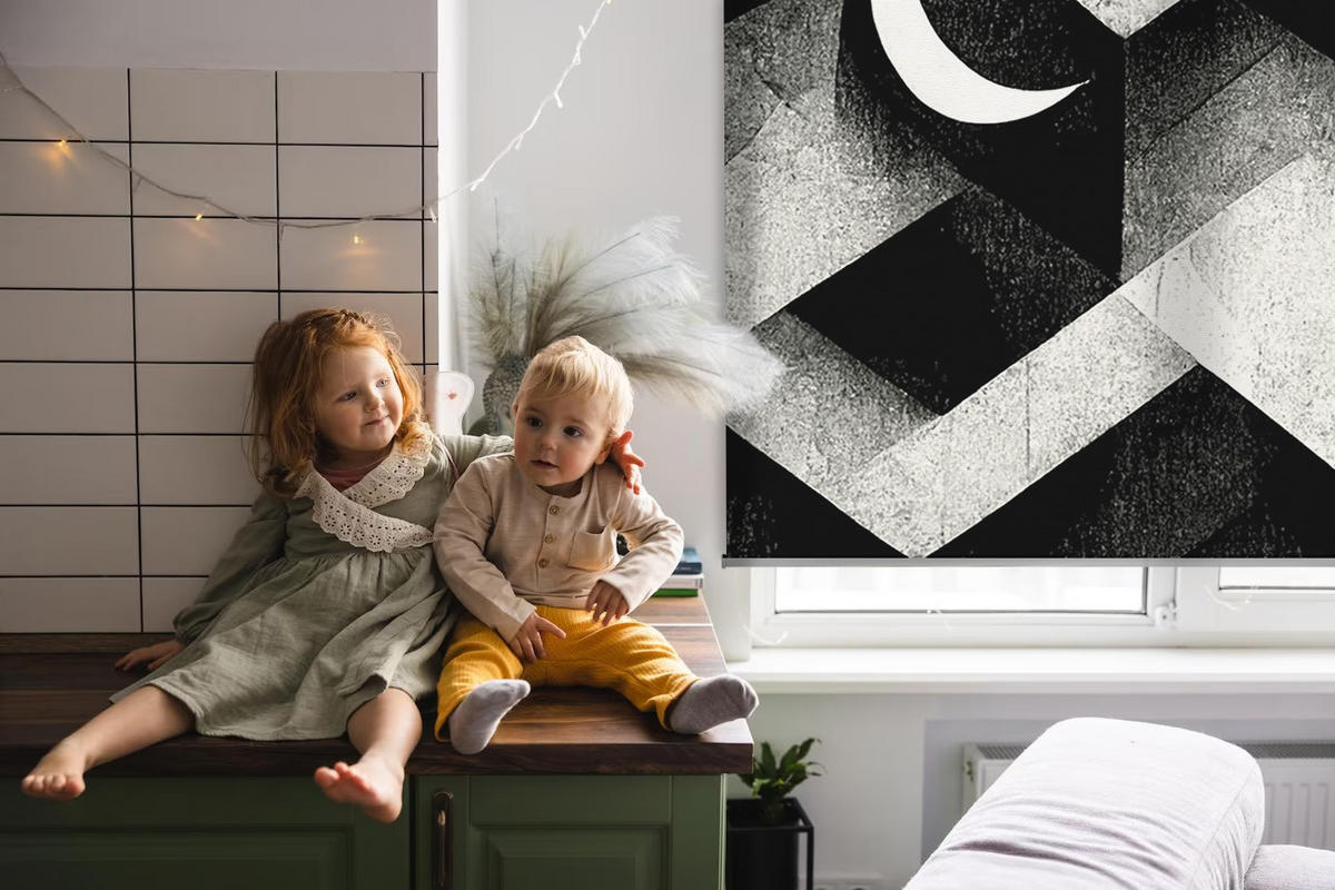 VNÚTORNÁ roleta - okenná roleta - roleta - 70x140 cm - Trojuholníky v abstrakcii - čierna, plast (70/140/0.5cm) - TULUP